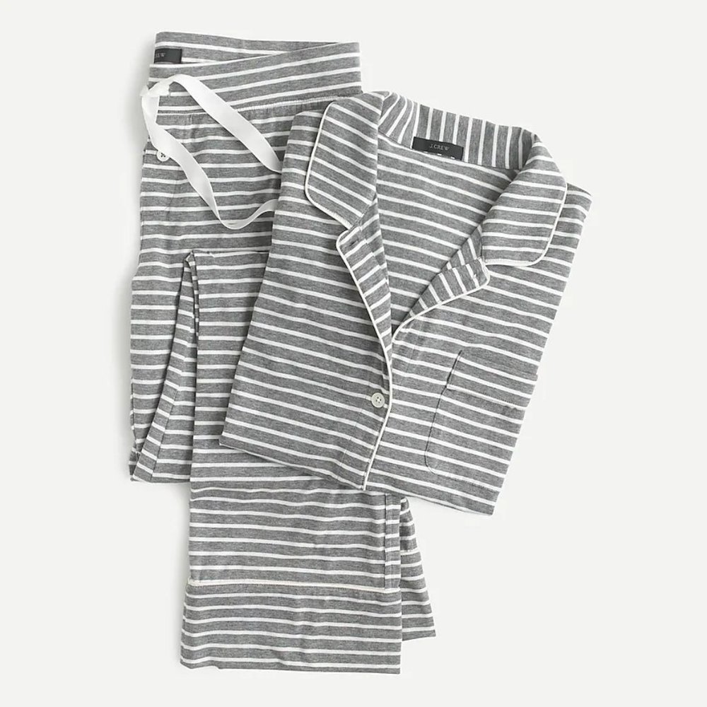 J. Crew Dreamy cotton pajama set in stripe